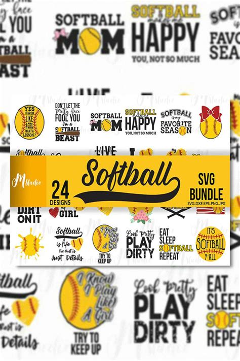 24 Softball Svg Bundle Girl Love Softball Masterbundles