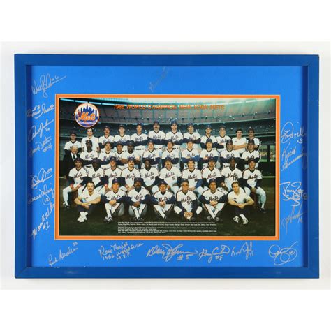 1986 Mets Custom Framed Photo Team Signed By 17 With Dwight Gooden