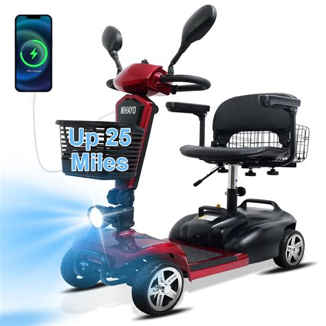 Mihayo 25 Mile Range Travel Foldable Electric Mobility Scooters For Adults4 Wheel Power