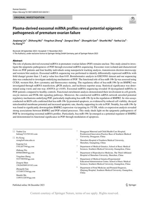 Plasma Derived Exosomal Mirna Profiles Reveal Potential Epigenetic