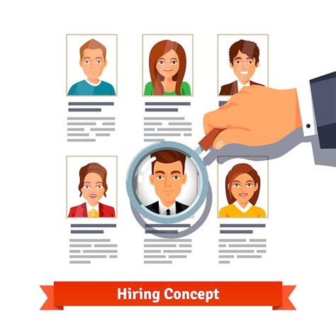 Free Vector Hr Manager Looking On Candidates Hiring Concept