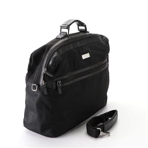 Gucci Soft Briefcase Bag in Black Nylon with Black Leather Trim | EBTH