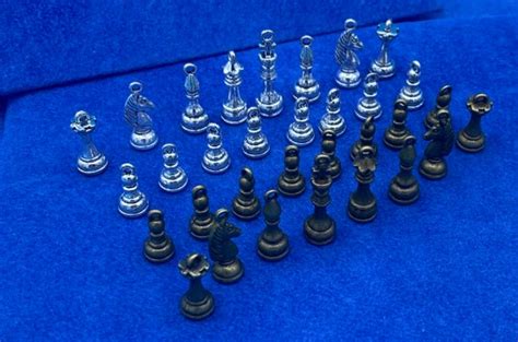 A Full Chess Set of Silver and Antique Bronze Chess Pieces - Etsy