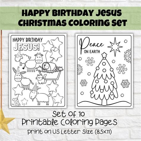 Happy Birthday Christmas Coloring Etsy