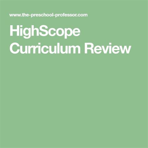 Highscope Curriculum Review Curriculum Lesson Plans Preschool