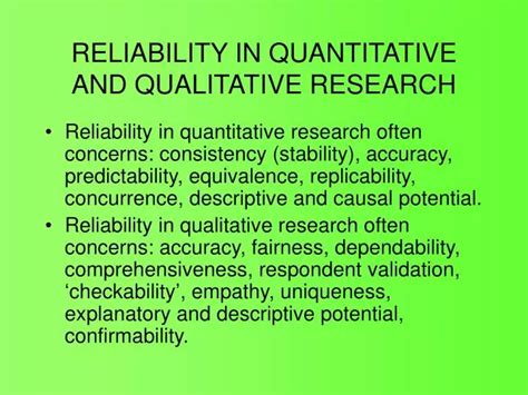 Ppt Reliability In Quantitative And Qualitative Research Powerpoint