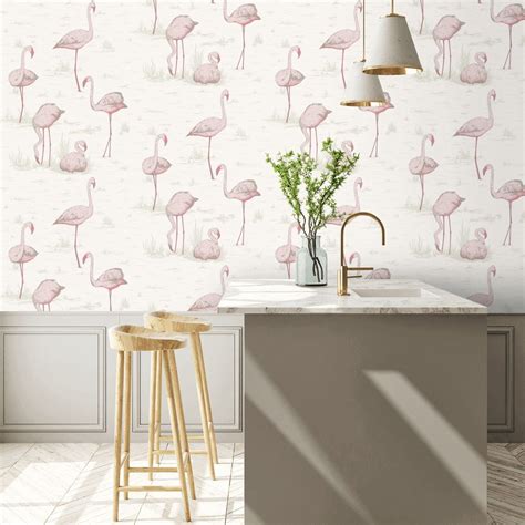 Flamingos Wallpaper White By Cole And Son 95 8045