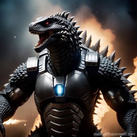 Godzilla in Cybernetic Armored Form | Stable Diffusion Online