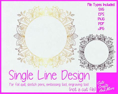 Geometric Floral Border Single Line Svg, Foil, Quill, Emboss, Invisible ...