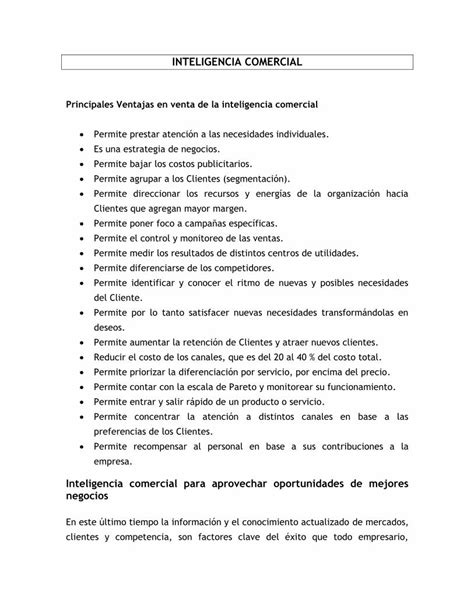 PDF INTELIGENCIA COMERCIAL Pdf DOKUMEN TIPS