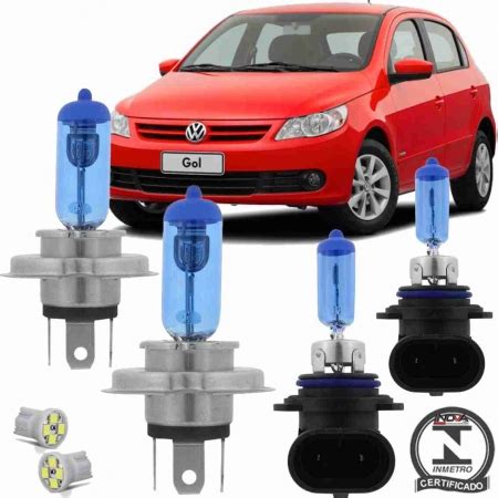 Kit Lampada Super Branca VW Gol G5 Farol Alto Baixo E Milha Farol Foco