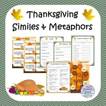 Thanksgiving Similes Metaphors Figurative Language Activities Tpt