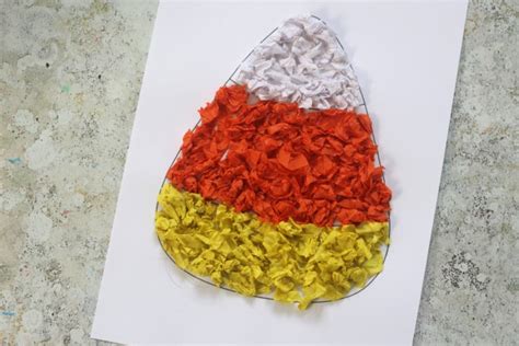 Tissue Paper Candy Corn Craft - Crafts on Sea