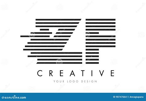 Zf Z F Zebra Letter Logo Design With Black And White Stripes Stock Vector Illustration Of