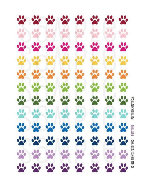 Weekly Planner Stickers - Rainbow Puppy Dog Paw Print Stickers - Planner Labels - F… | Printable ...