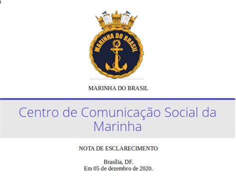 MARINHA DO BRASIL NOTA DE ESCLARECIMENTO CENTRO DE COMUNICAÇÃO