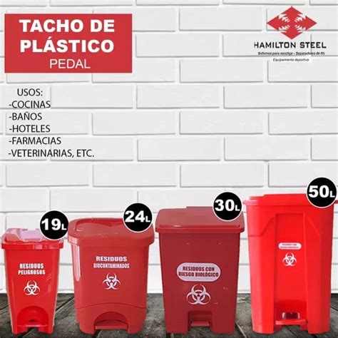 Tacho Baño Pedal 19l Tachos Cocina Plastico 24l 30l 50l Cuotas sin