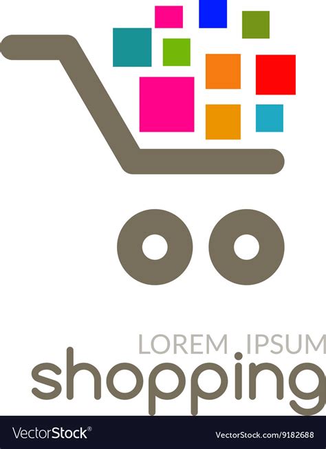 Online shop mall market concept cart logo design Vector Image