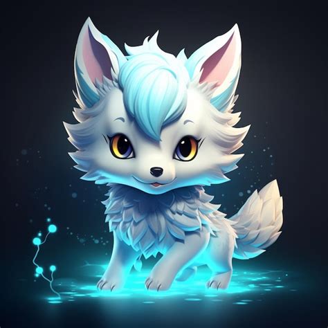 Premium Ai Image Cute Chibi Anime Wolf Pokemon In Hyperrealistic Style Generative Ai