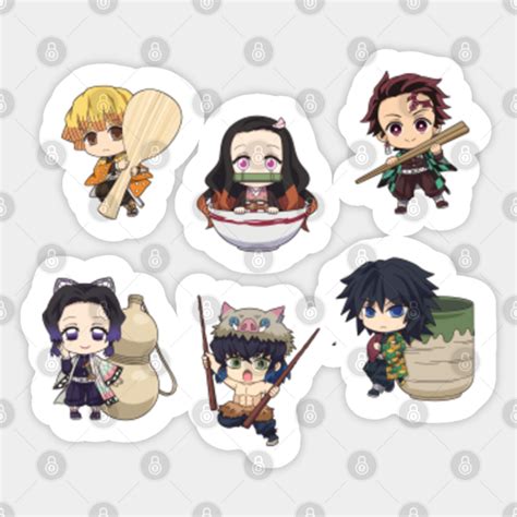 Kimetsu No Yaiba Chibi Characters Kimetsu No Yaiba Sticker TeePublic