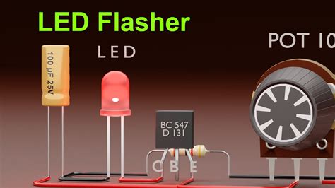 LED Flasher Using BC 547 Transistor YouTube