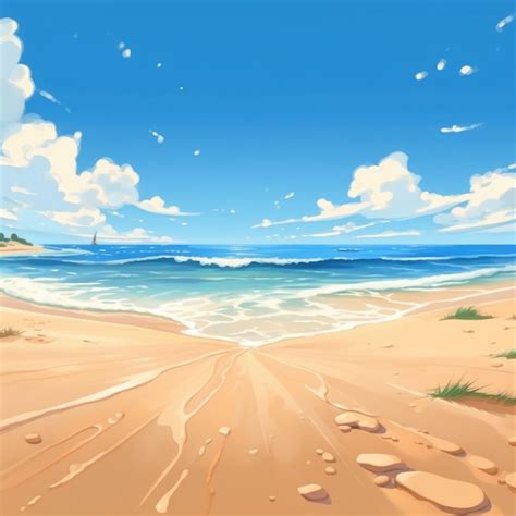 Premium Ai Image A Serene Beach Scene With A Clear Blue Sky