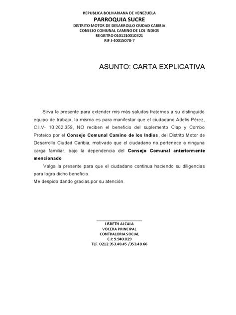 Carta Explicativa Pdf América Del Sur