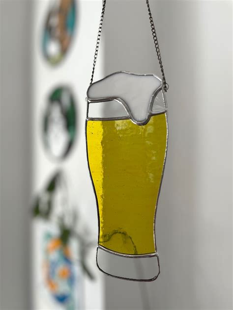 Beer Mug Stained Glass Suncatcher Glass Of Beer Window Hanging Beer