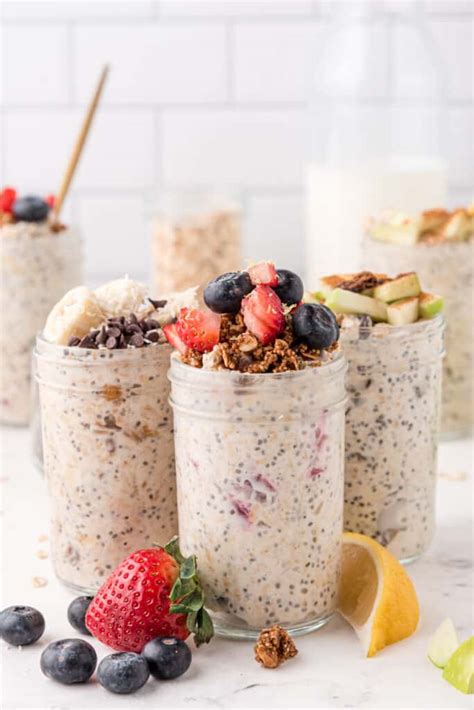 Healthy Overnight Oats With Chia Seeds And Yogurt ~ 3 Ways