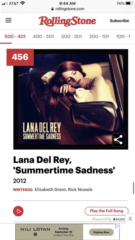 Lana Made Rolling Stones Top 500 Songs Of All Time R Lanadelrey