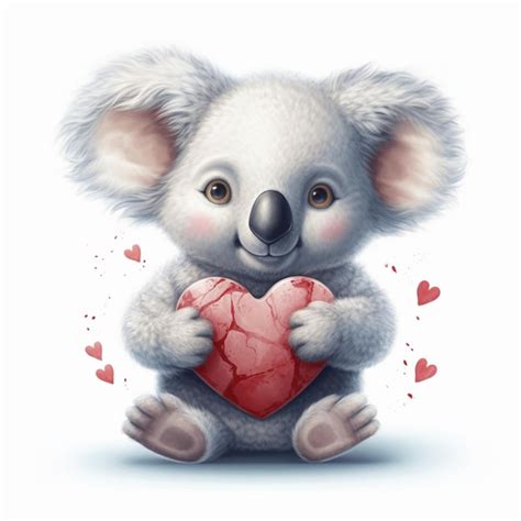 Premium Ai Image There Is A Koala Bear Holding A Heart In Its Paws