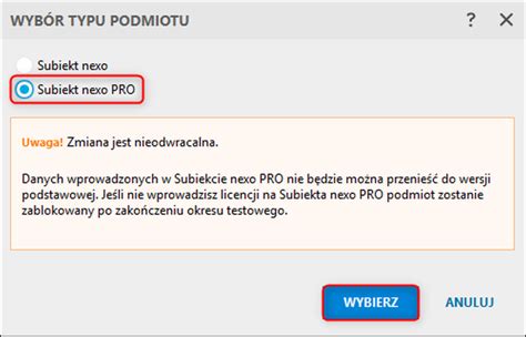 Insert Nexo Jak Przej Na Licencj Pro W Podmiocie Testowym