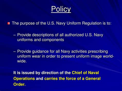 PPT U S Navy Uniform Regulations PowerPoint Presentation Free