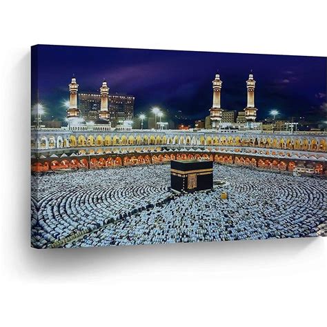 Islamic Wall Art Devotion For Kaabah Mecca Canvas Print Masjid Al Haram