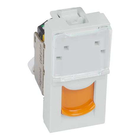 Rj45 Socket Category 6a Utp 1 Module Soft Alu With Orange Shutter