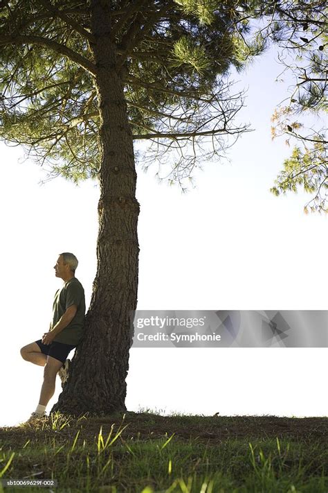 Person Leaning Against A Tree