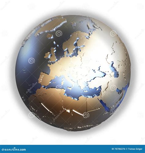 Europe On Golden Metallic Earth Stock Illustration Illustration Of