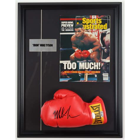 Mike Tyson Signed Custom Framed Glove Display With 1988 Sports