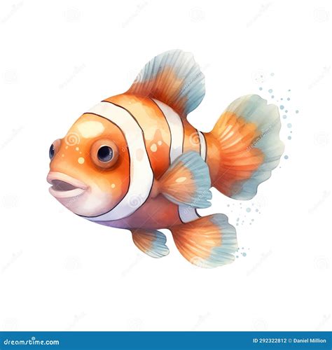 Poisson Marin Aquarelle Illustration Animaux Marins Clipart Photo Stock