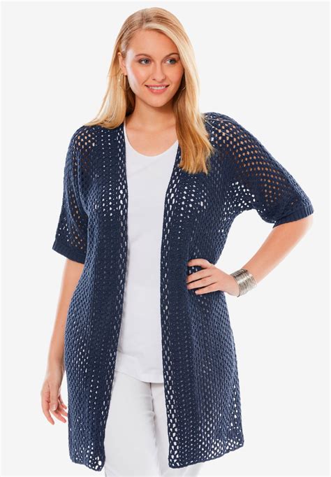 Crochet Duster Sweater Plus Size Cardigans Roamans Plus Size Womens Tops Plus Size Women