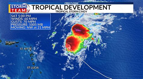 Tropical Storm Cindy Moving Quickly Through The Atlantic