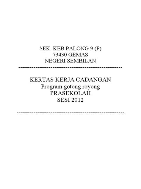 Cover Kertas Kerja Gotong Royong Pdf