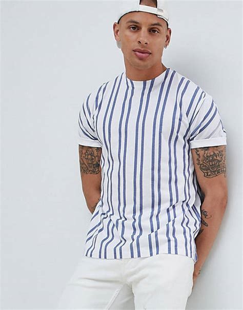 Asos Design Ruimvallend T Shirt Met Verticale Strepen Asos