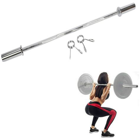 Nisorpa 4ft Straight Barbell Bar Solid Chrome Olympic Weight Bar With 2 Olympic Barbell Clamps