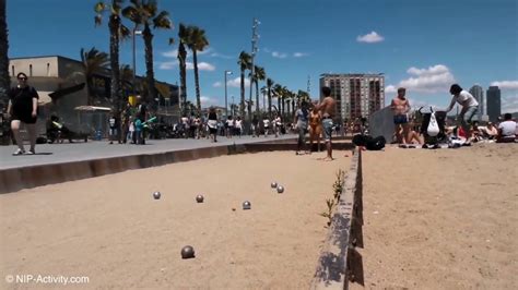 Beautiful White Girl Walking Around Barcelona Naked