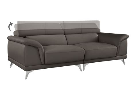 Divano Roma Furniture Modern Living Room Sofa with Adjustable Headrest (Grey) - LAVORIST