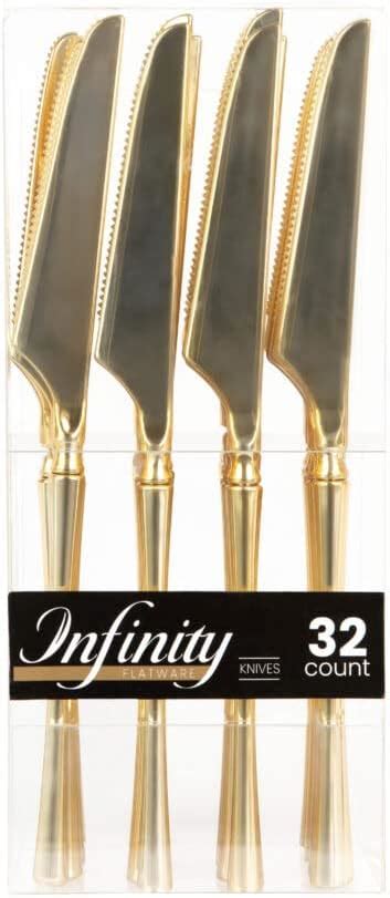 Blue Sky Infinity Flatware Cuchillos Desechables Dorados 32 Unidades