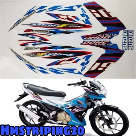 Jual STRIPING STIKER SUZUKI SATRIA F 150 FU BARONG 2012 PUTIH BIRU LIS