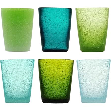 Memento Set 6 Bicchieri Da Acqua In Vetro Colorato Amazon It Casa E