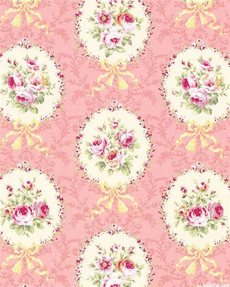 Vintage Floral Wallpaper Rose Cameos In Blush Pink